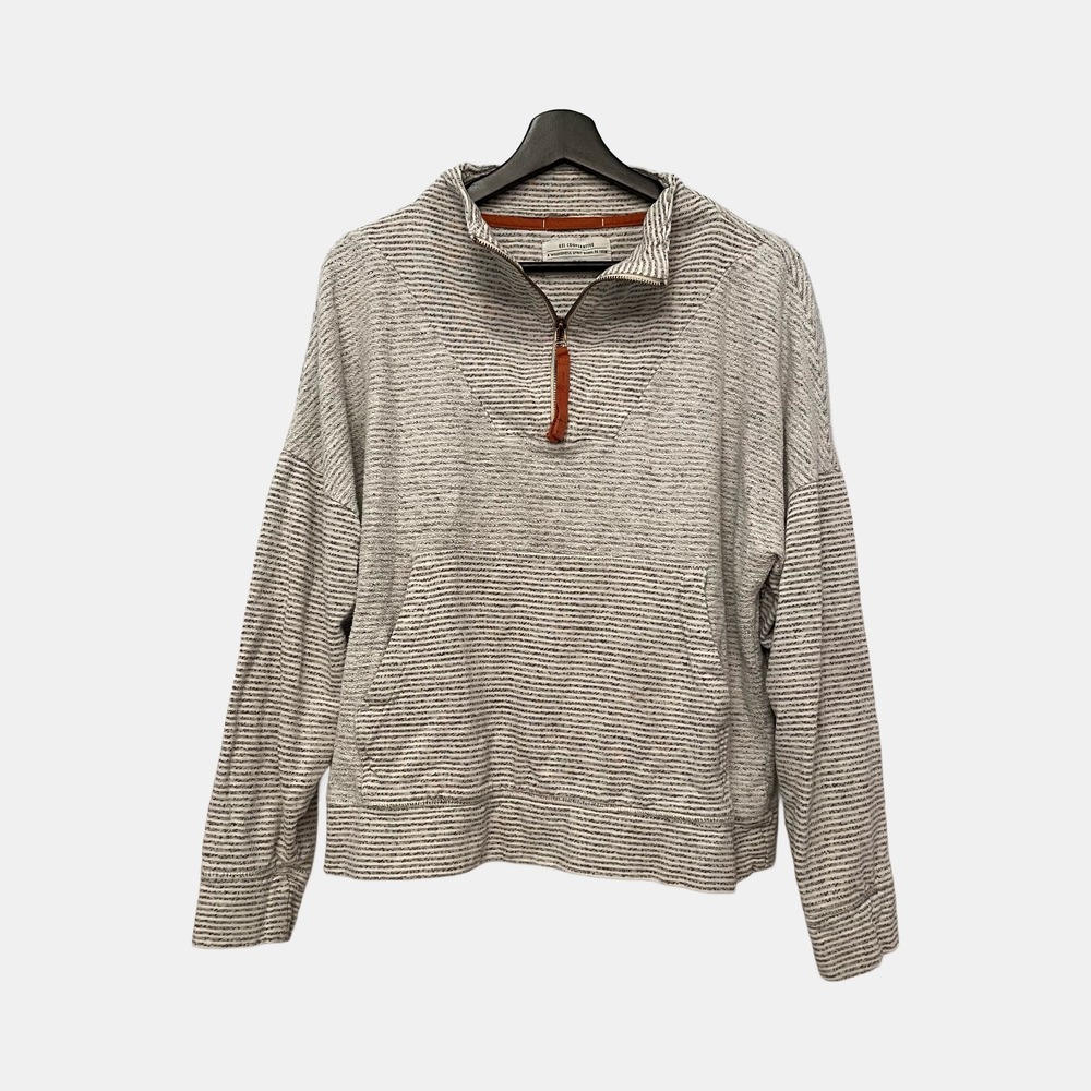 REI Co-op Rangelands Striped Quarter Zip Pullover Hemp Cotton Blend Medium